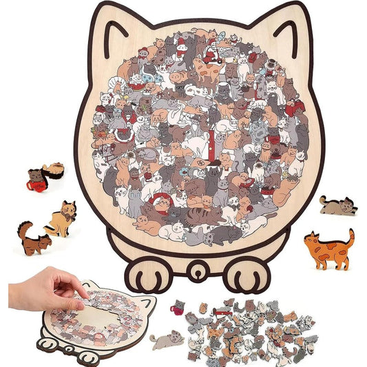 Wooden cat puzzle – main product shot