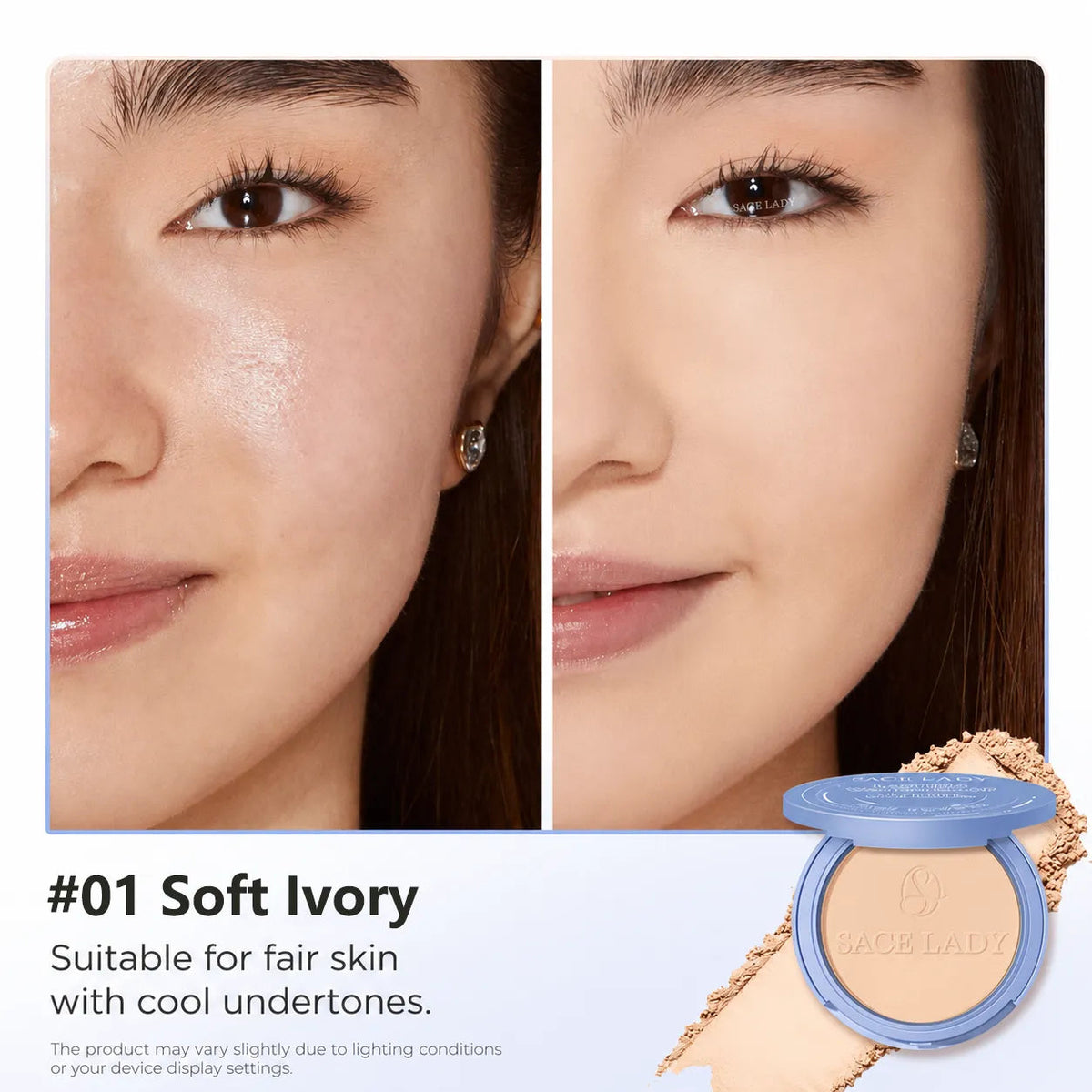 Pressed powder makeup touch up