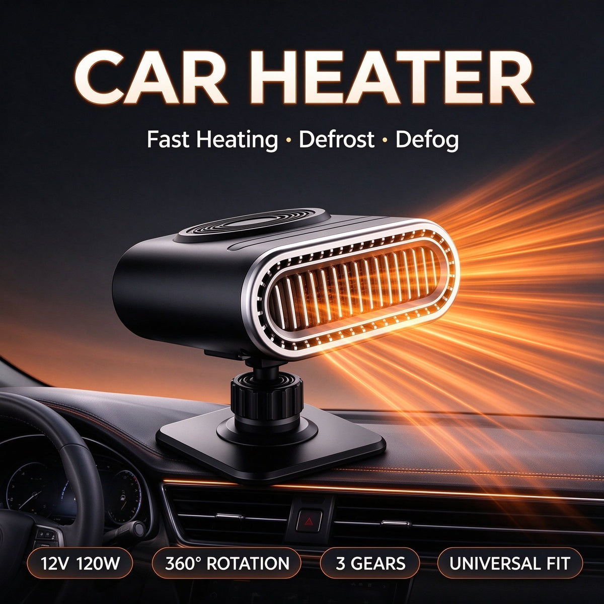 2-in-1 Portable Car Heater and Windshield Defroster: Quick Defrosting & Winter Convenience