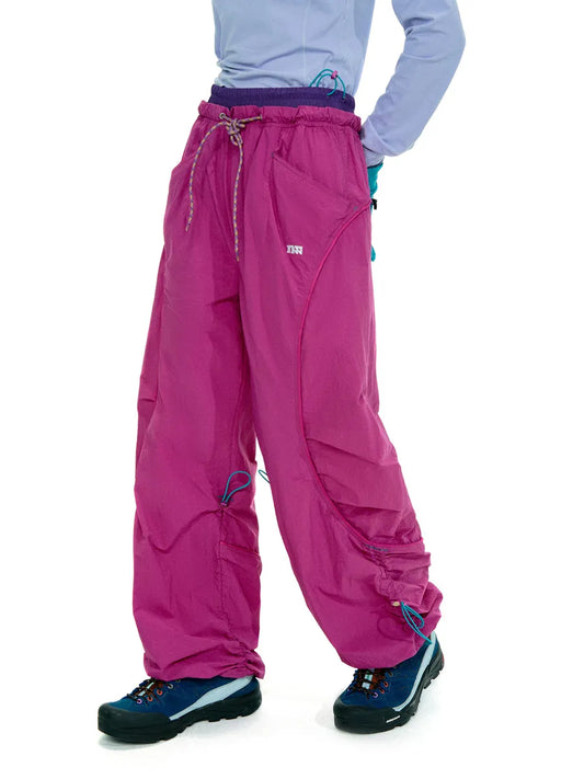 Quick-Dry Climbing Pants – Water-Repellent Lightweight Drawcord Outdoor Pants – Red / L