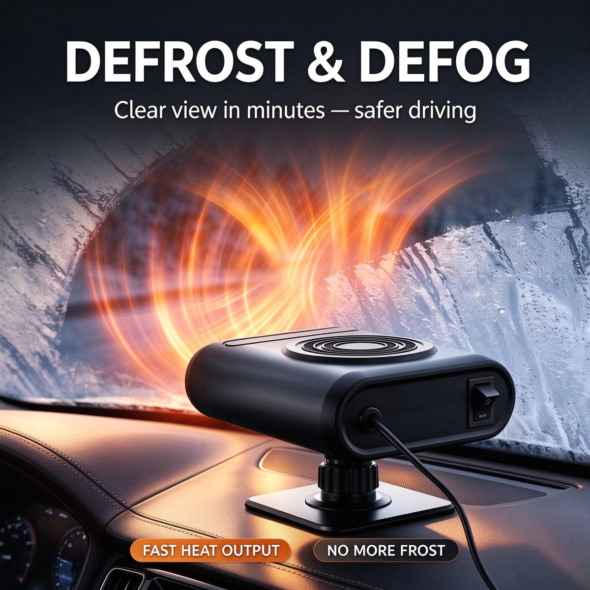 2-in-1 Portable Car Heater and Windshield Defroster: Quick Defrosting & Winter Convenience