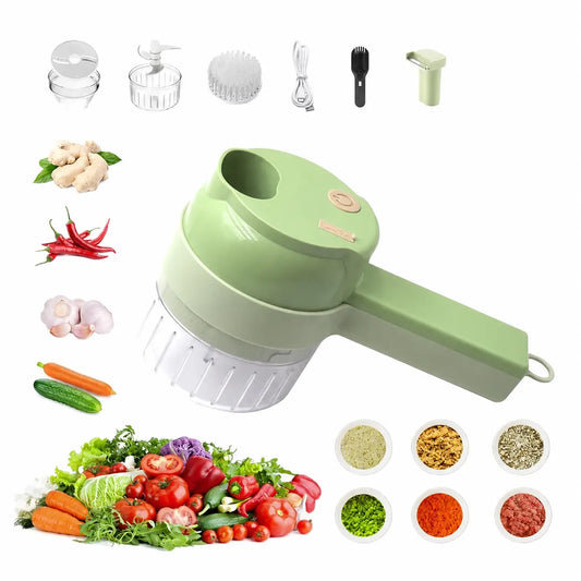4-in-1 Handheld Electric Food Chopper with Slicer & Mixer