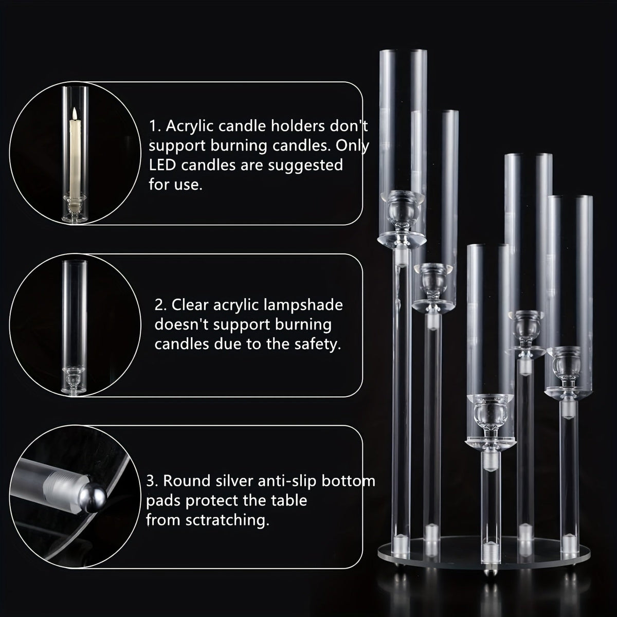 Elegant Acrylic Candelabra Candle Holder: Modern & Stylish Home Decor, and Perfect for Party, Wedding, Birthday
