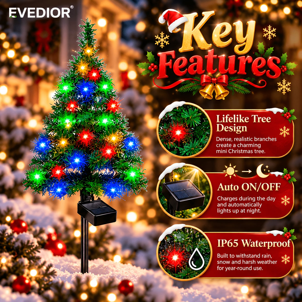 Solar-Powered Outdoor Artificial Christmas Tree
