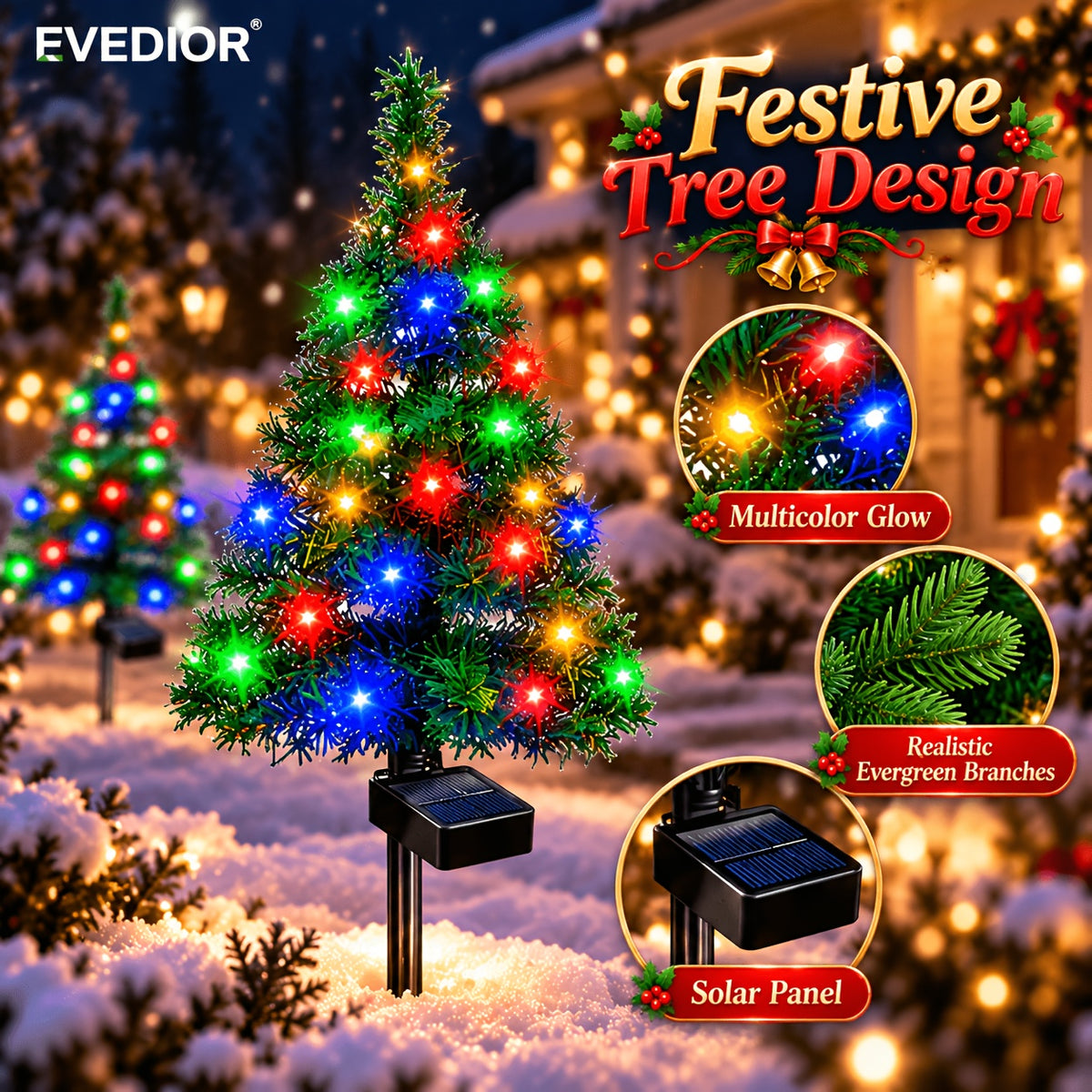 Solar-Powered Outdoor Artificial Christmas Tree