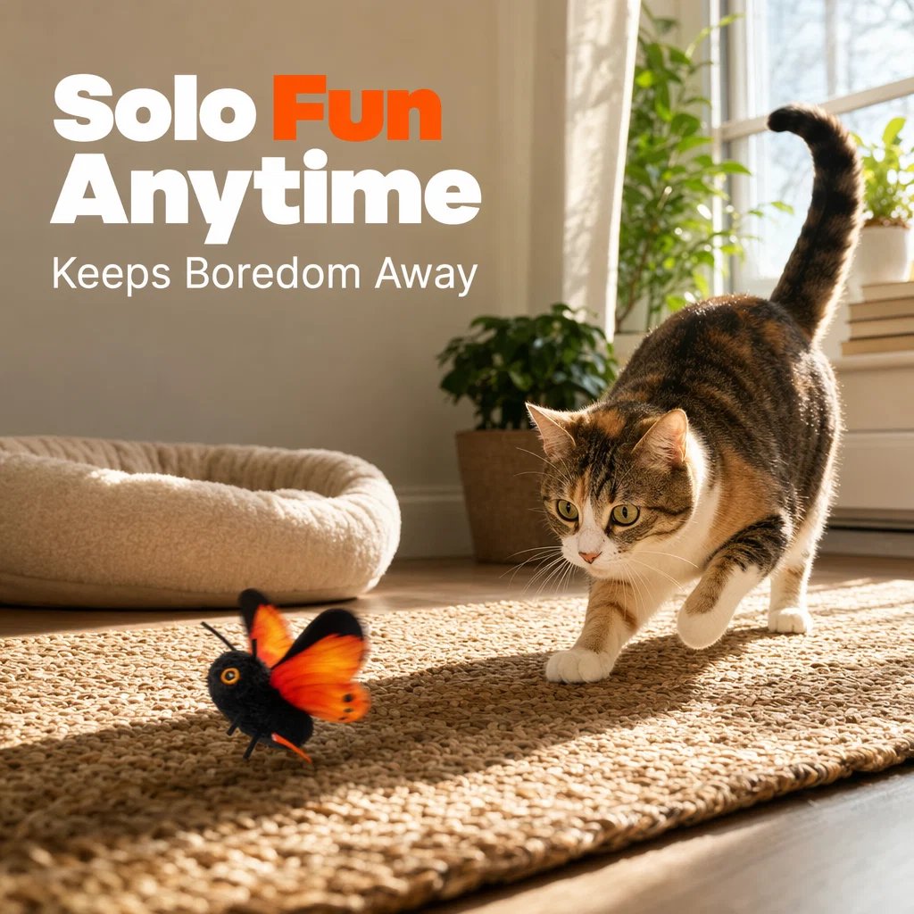 🎁2026 New Arrivals 49% OFF💥Smart Sensing Flapping Butterfly Toy for Cats – Auto-Motion Activation, Realistic Flutter & Endless Play 🦋✨