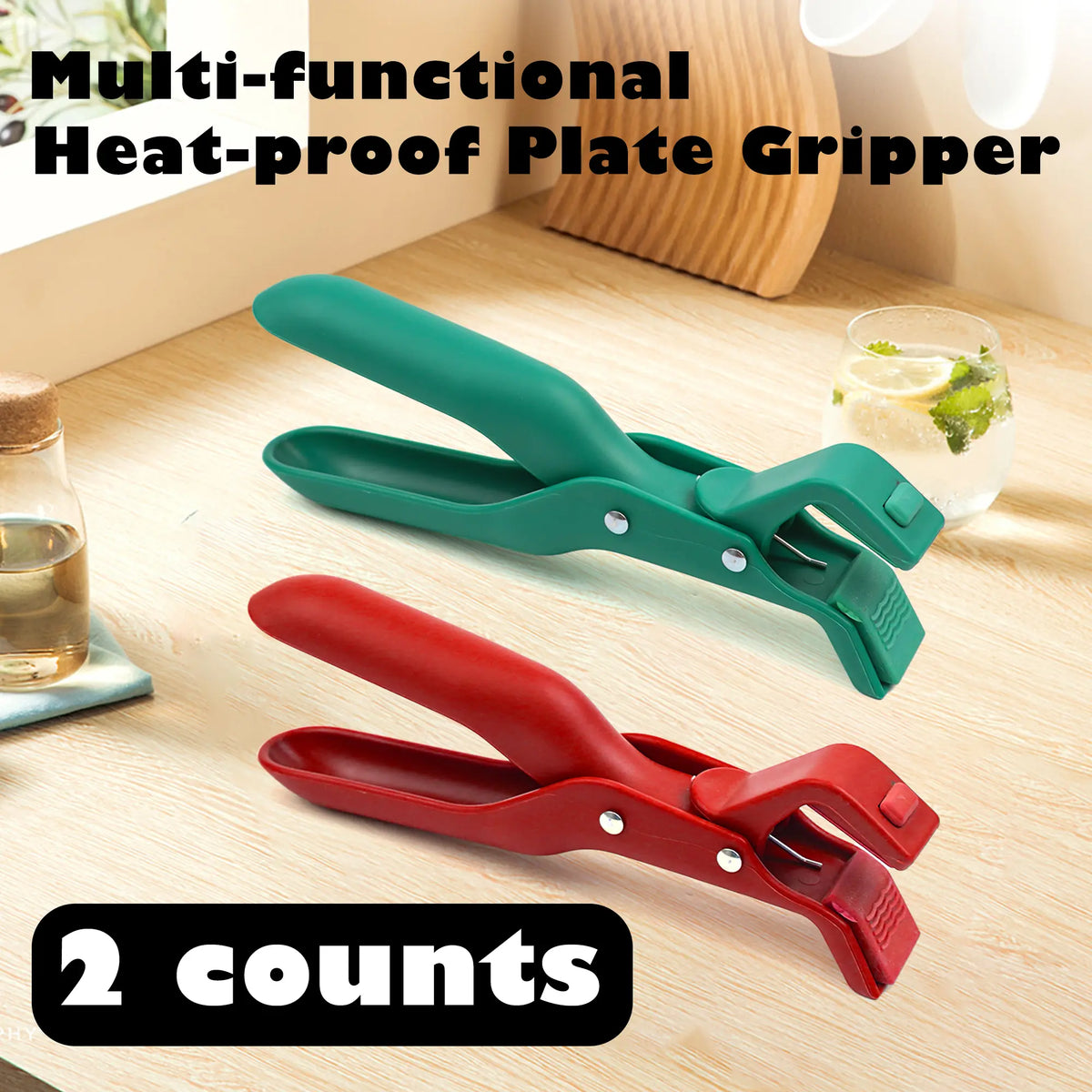 2 Counts Hot Plate Gripper, Multi-Purpose Anti-Scald Tool for Bowls