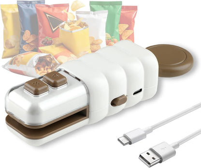 4-in-1 Rechargeable Mini Bag Sealer: Cutter, Magnet & Bottle Opener