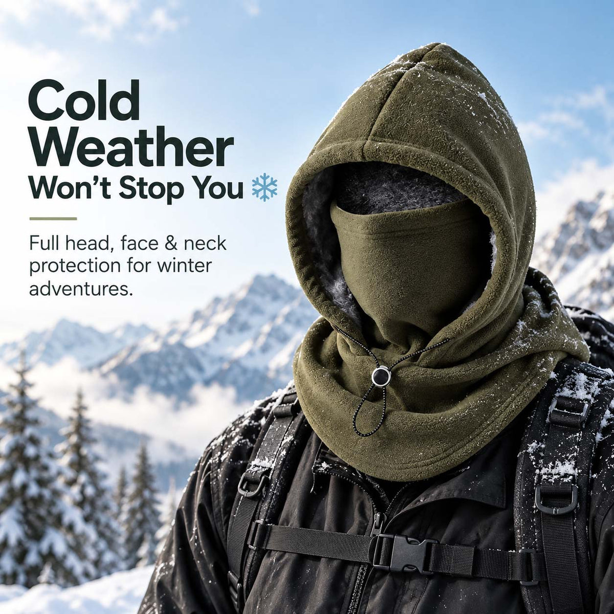 🥶 Fleece Balaclava Hood – Full Face & Neck Winter Protection for Outdoor Adventures