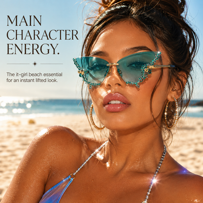 Butterfly Rimless Rhinestone Sunglasses - Sparkling Design & Elegant Style