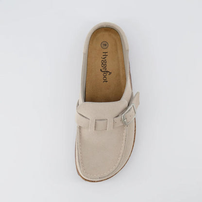 Casual Style Leather Round-Toe Slip-On Shoes: Premium Leather & Stylish Side Buckle