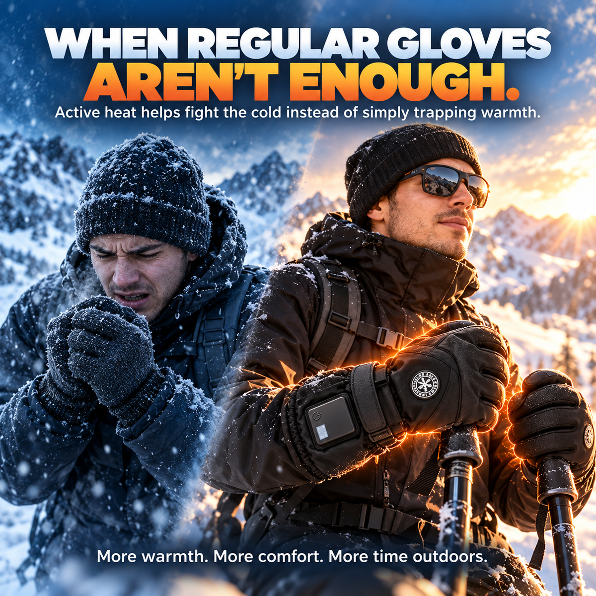 Winter Rechargeable Heated Gloves – 3 Heat Settings, Waterproof & Touchscreen
