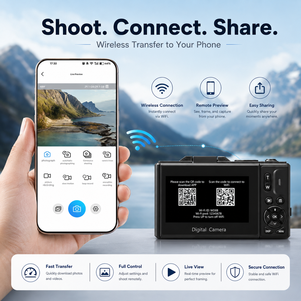 📸 4K 64MP Vlogging Camera with 180° Flip Screen: Portable Photography, WiFi Connectivity
