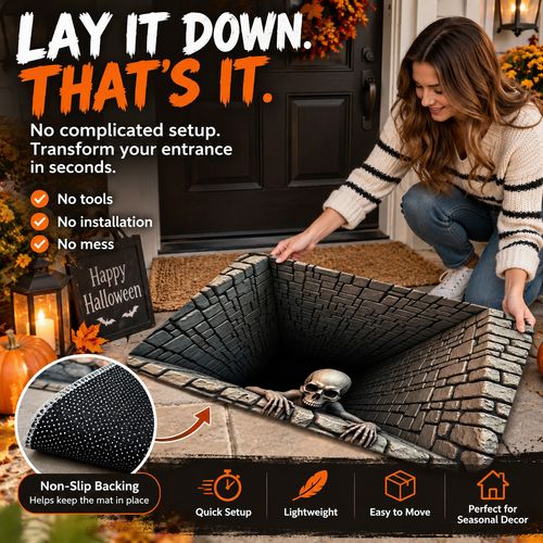 🎃 3D Halloween Horror Floor Mat – Spooky Illusion & Festive Home