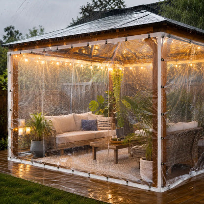 Heavy-Duty Transparent Waterproof Tarp: Outdoor Cover with Secure Rope & Reliable Protection