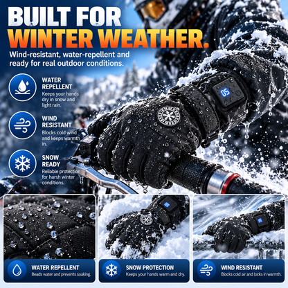 Winter Rechargeable Heated Gloves – 3 Heat Settings, Waterproof & Touchscreen