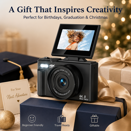 📸 4K 64MP Vlogging Camera with 180° Flip Screen: Portable Photography, WiFi Connectivity