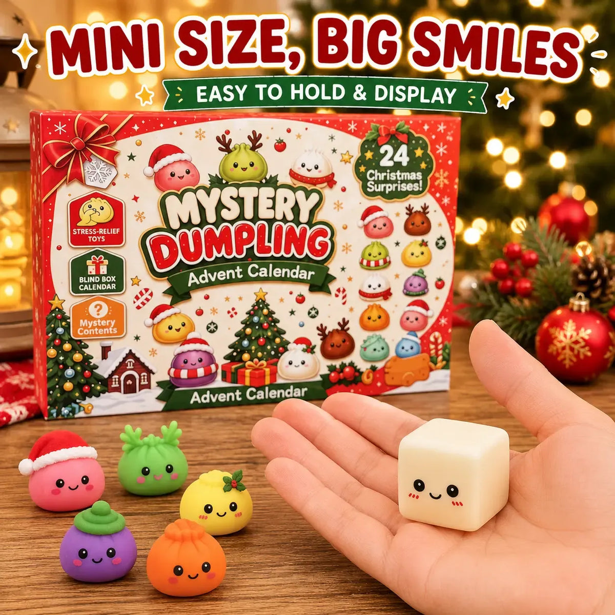 Christmas Mini Squishies，24-Day Dumpling Squishy Toy