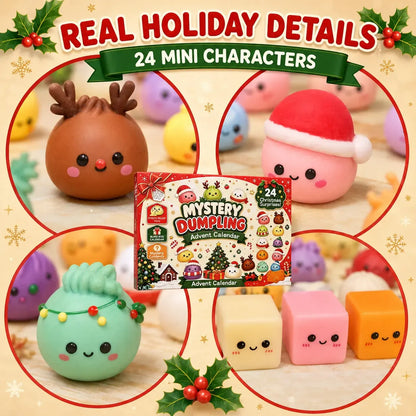 Christmas Mini Squishies，24-Day Dumpling Squishy Toy