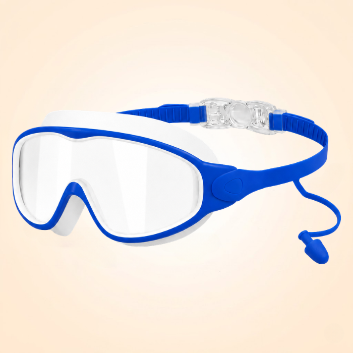 4-in-1 Anti-Fog Swim Goggles with Built-In Nose Clip & Ear Protection