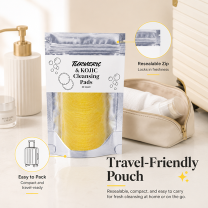 🌿 Natural Turmeric & Kojic Acid Facial Cleansing Pads - Gentle Cleansing & Daily Skin Care