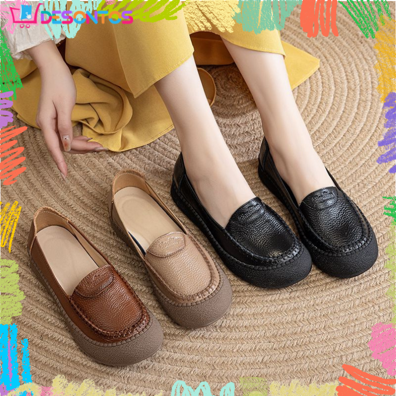 Genuine Cowhide Leather Soft-Sole Shoes