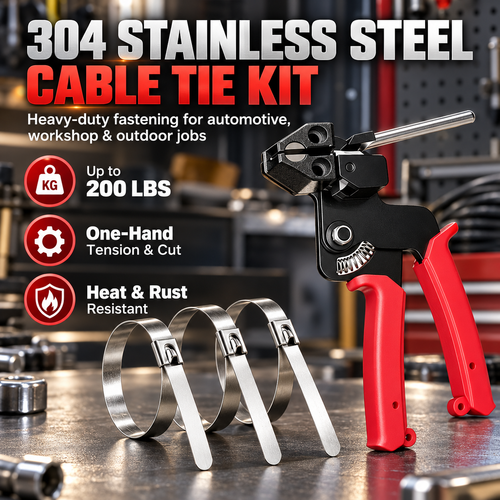 304 Stainless Steel Cable Tie Kit with Tool + 100 Ties: Durable & Easy Installation