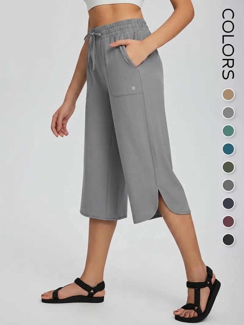 👖 Women's Wide Leg Yoga Capris – High Waisted with Pockets, Quick Dry, Lightweight, UPF 50+ Sun Protection – Loose Comfy for Hiking, Gym, Travel & Outdoor Workout ☀️