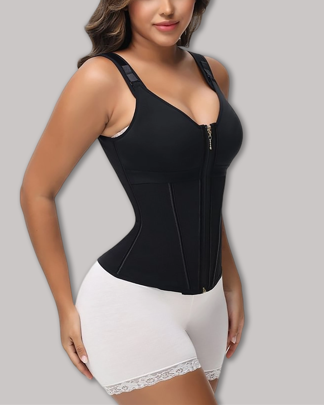High Compression Tummy Control Latex Corset Waist Vest with Bra