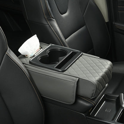 Car Armrest Cushion,5-in-1 Center Console Cover with 2 Storage Bags Cup Holder