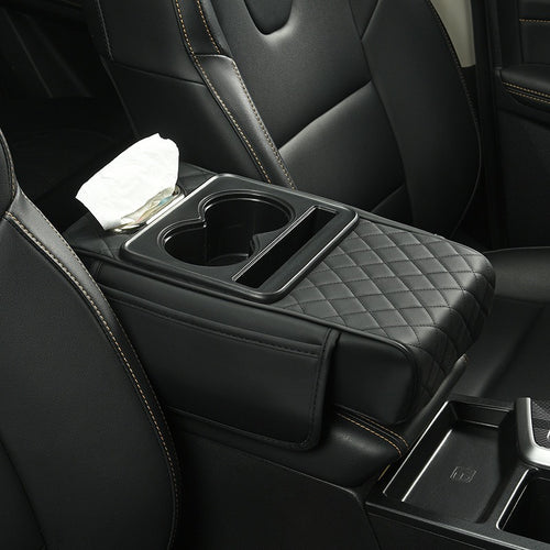 Car Armrest Cushion,5-in-1 Center Console Cover with 2 Storage Bags Cup Holder