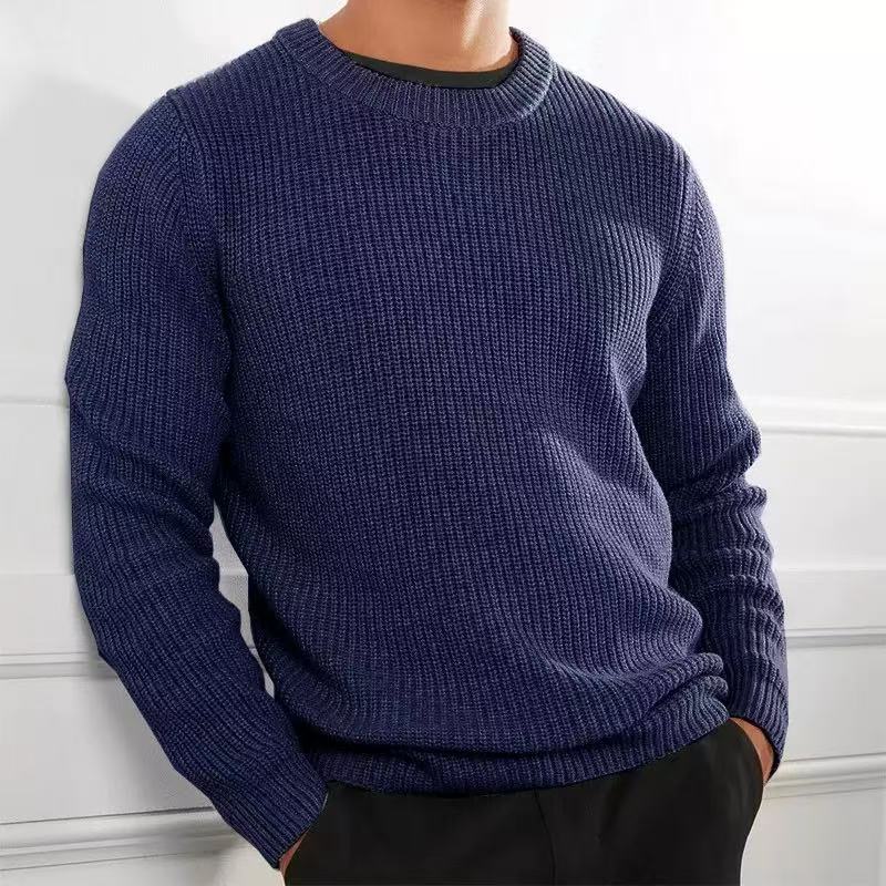 Men’s Casual Crew Neck Knit Sweater - Classic Style & Cozy Comfort