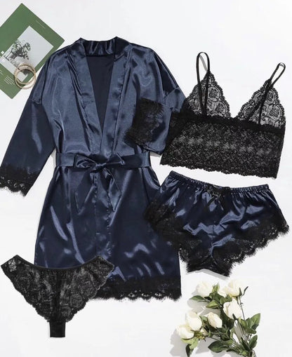 🔥🔥 4 sets of lace satin sling pajamas set🌹