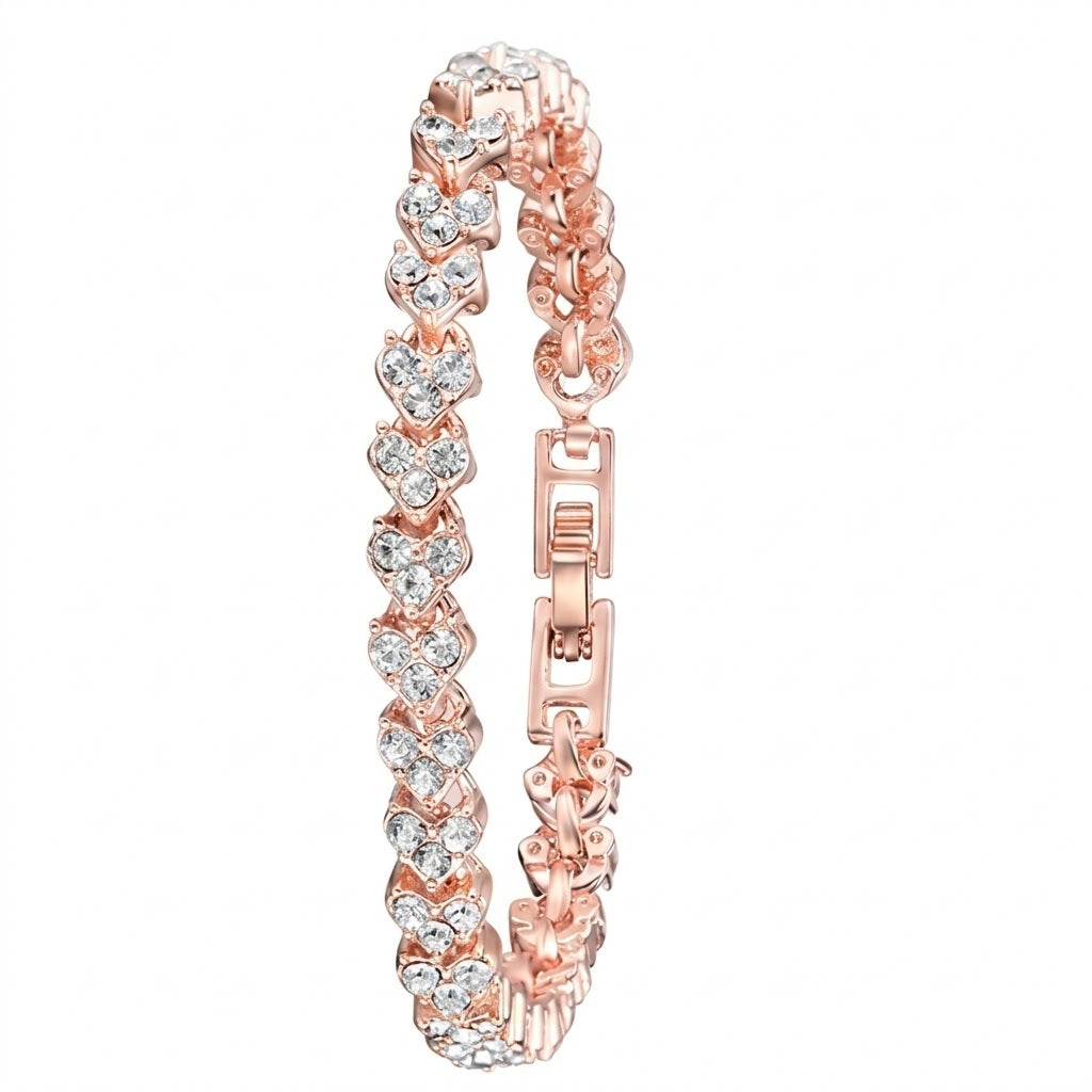 👑 Luxurious Rose Gold Crystal Quartz Watch – Diamond Cut Vintage Wristwatch✨