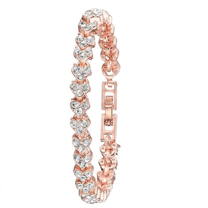 👑 Luxurious Rose Gold Crystal Quartz Watch – Diamond Cut Vintage Wristwatch✨