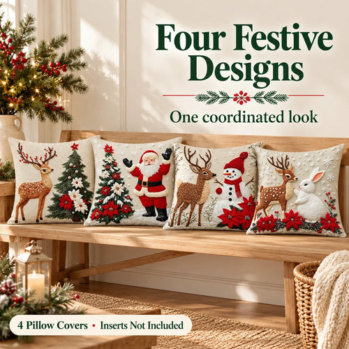 🎄 Christmas Decorative Pillow Covers Set — Festive Designs & Cozy Home Style