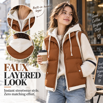 Unisex Layered Hooded Thermal Vest - Stylish, Warmth & Lightweight Comfort