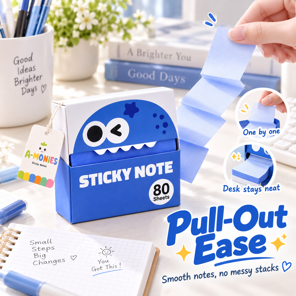 ✨ Glitter Transparent Pull-Out Sticky Notes - Stylish Aesthetic Memo Pads & Easy-to-Write