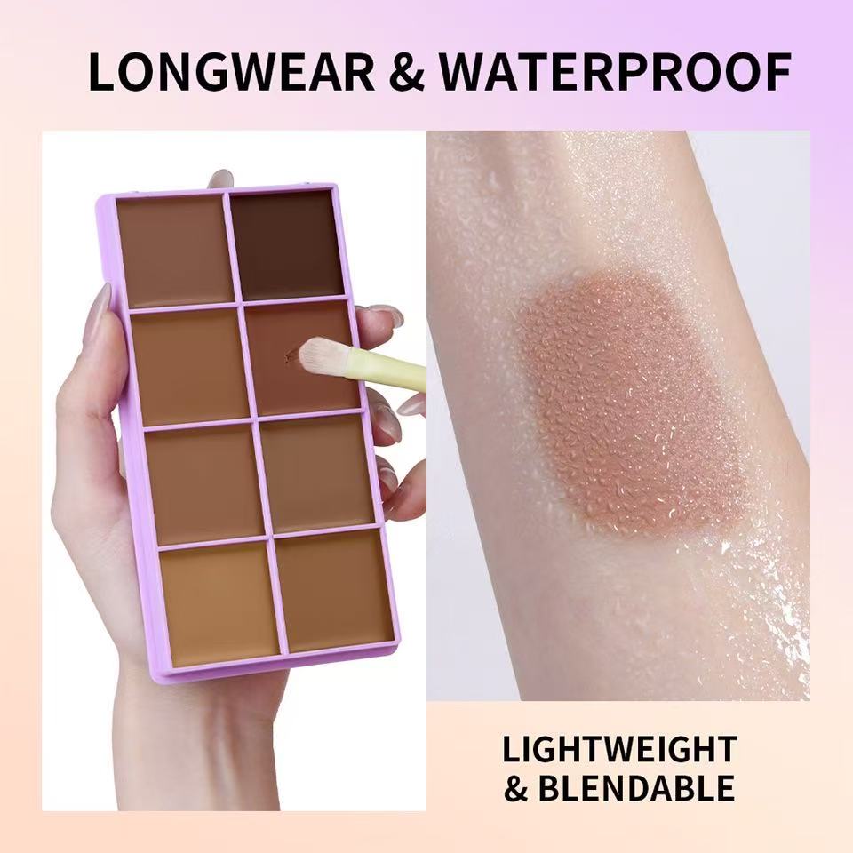 8-Color Cream Concealer & Contour Palette: Multi-Tone Coverage & Easy Blending
