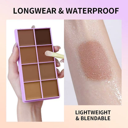8-Color Cream Concealer & Contour Palette: Multi-Tone Coverage & Easy Blending