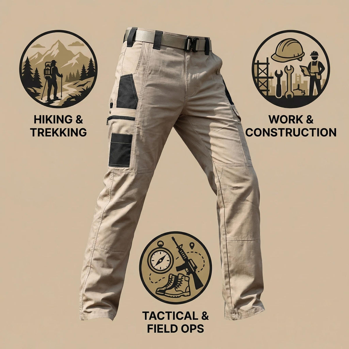Men’s Outdoor Indestructible Tactical Pants - Multiple Pockets, Ripstop & Water-Resistant