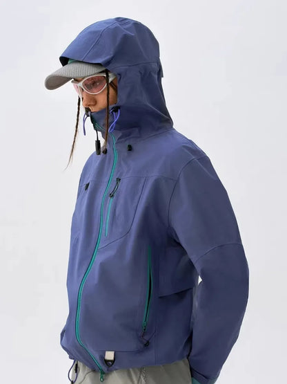15,000mm Waterproof Hard Shell Jacket – Fully Seam-Taped, Windproof Unisex Outdoor Shell – Navy / 3XL