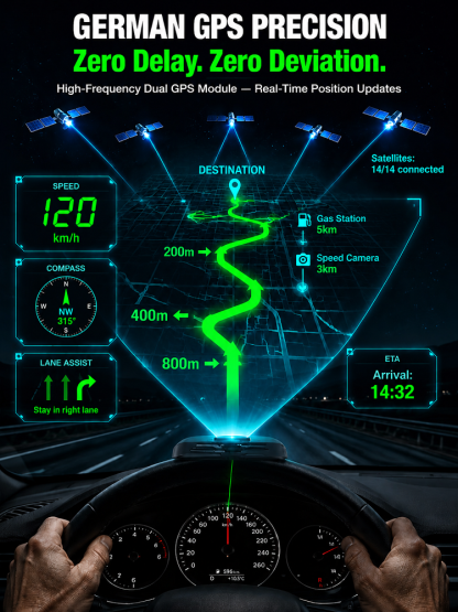 🚗Smart In-Car HUD Co-Pilot: Clear Directions, Works on Sedans, SUVs, Pickups, RVs, and More