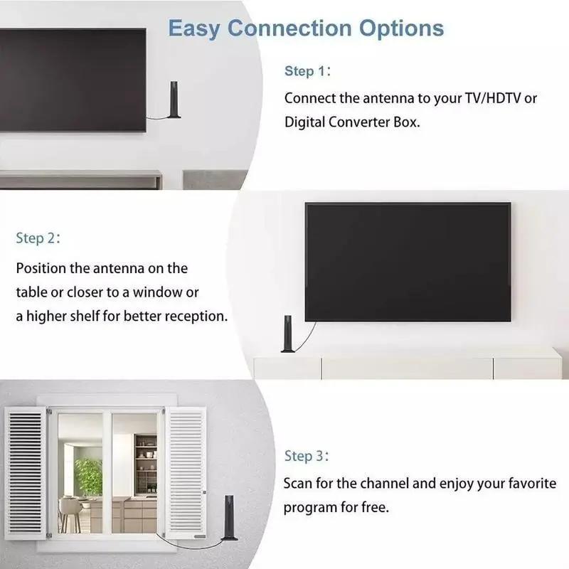 4K/1080P Indoor HDTV Antenna ✦ 120-Mile 360° Signal Booster