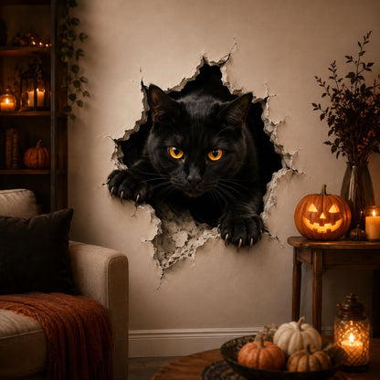 🎃👻Halloween Break-In 3D Wall Decals: Realistic Horror Effect & Spooky Party Decor