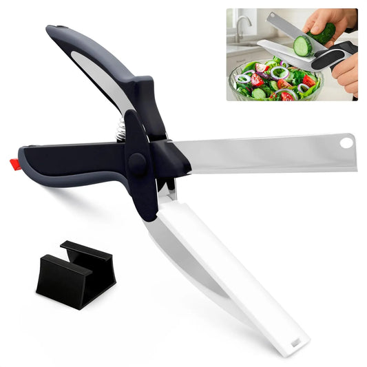9.5in 2-in-1 Kitchen Scissors with Stainless Steel Blade, Plastic Cutting Board and Safety Lock