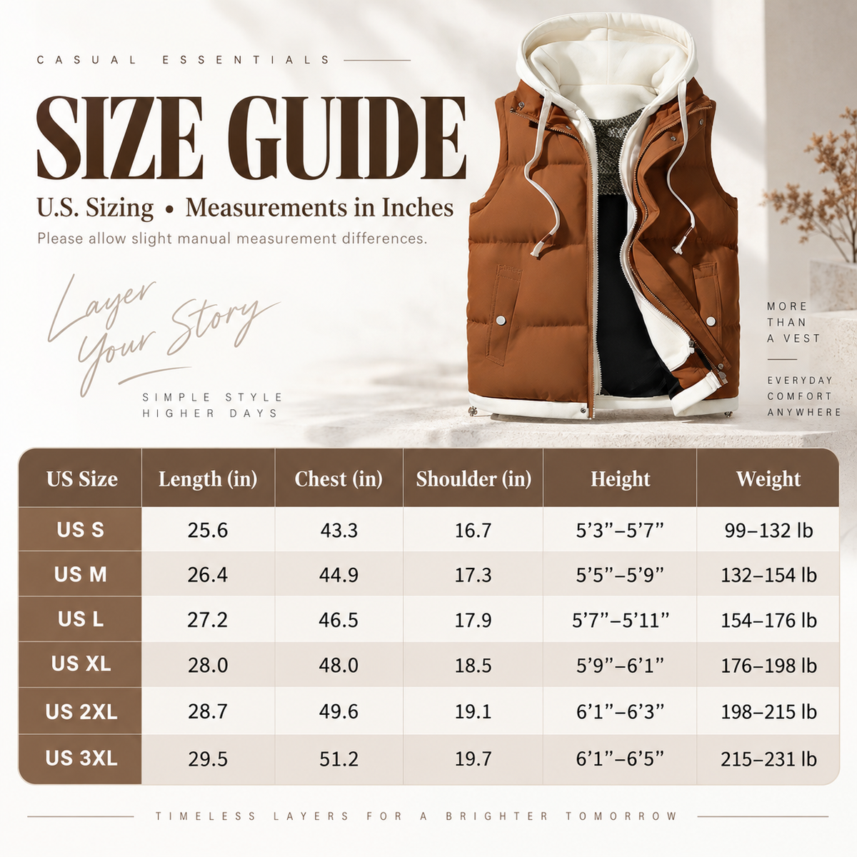 Unisex Layered Hooded Thermal Vest - Stylish, Warmth & Lightweight Comfort