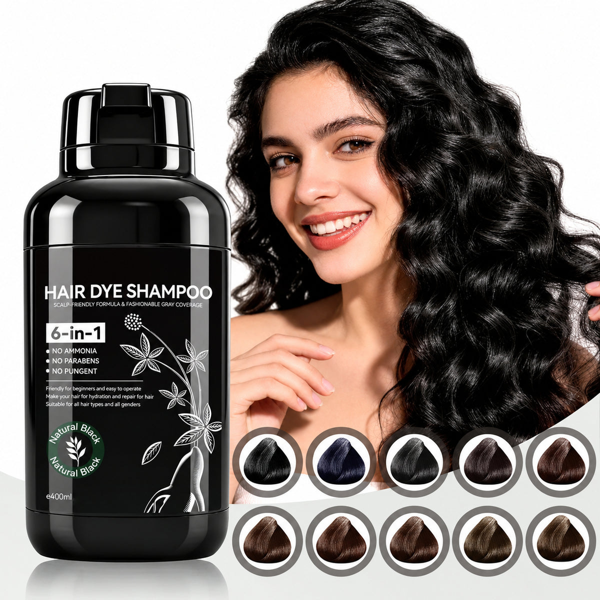 6-in-1 Hair Color Shampoo – Easy At-Home Gray Coverage