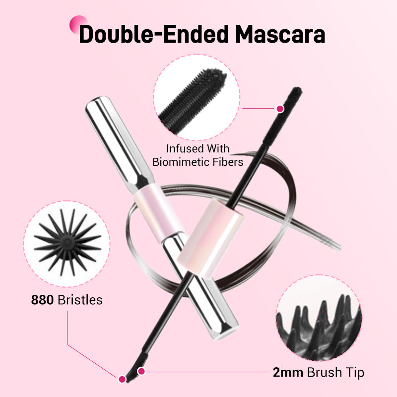 💕50% OFF NOW! Double-Ended Waterproof Lengthening & Curling Mascara, Cartoon-Like Voluminous Lashes, Smudge-Proof Long Lasting Eye Makeup, No Clumping Lash Mascara