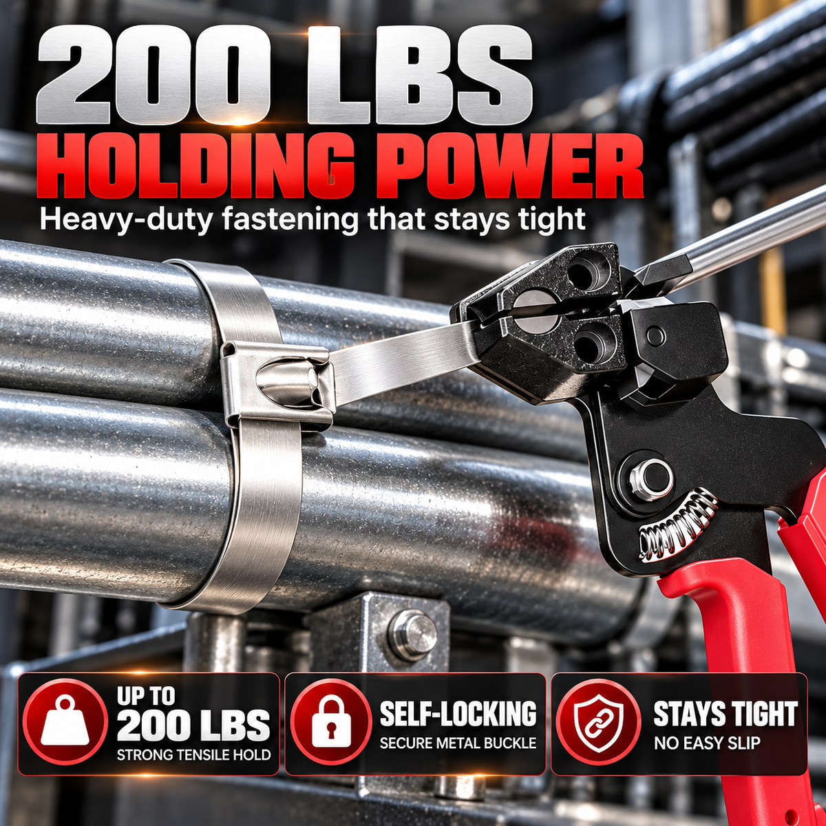 304 Stainless Steel Cable Tie Kit with Tool + 100 Ties: Durable & Easy Installation